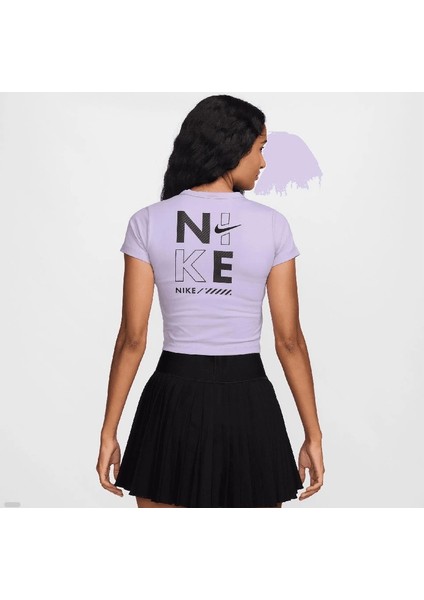 Sportswear Gel Cropped Short-Sleeve Lila Kadın T-Shirt fiyatları