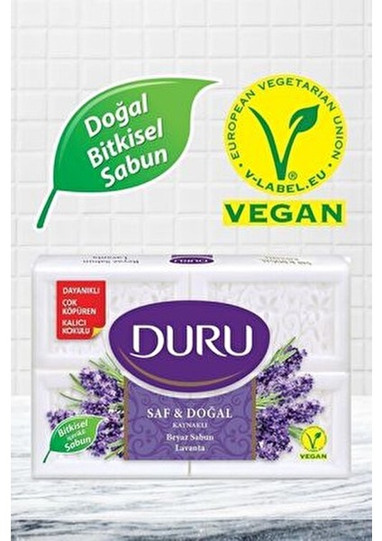 Saf & Doğal Lavanta Kokuya Sahip Beyaz Kalıp Sabun 16 Adet 4X600GR fırsatları