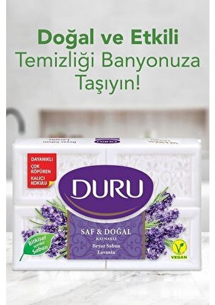 Saf & Doğal Lavanta Kokuya Sahip Beyaz Kalıp Sabun 16 Adet 4X600GR indirimleri