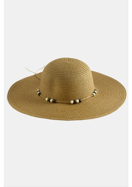 Msa-Shop Boncuk Hasır Şapka-Kahverengi