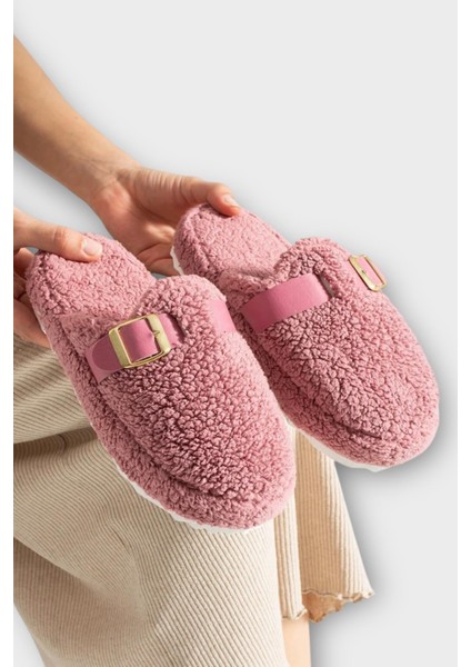 Pofuduk Ses Yapmaz Eva Taban Tokalı Kadın Ev Terliği Gül Kurusu fiyatları