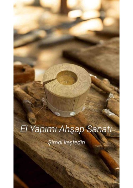 Ahşap Kütük Mumluk Dekoratif Aksesuar