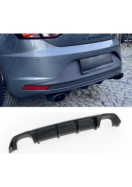 Seat Leon Mk3.5 Cupra Difüzör Parlak Siyah Plastik Sağ Sol Tekli 2017-2020 Arka-Difizör-Bodykit-Ek