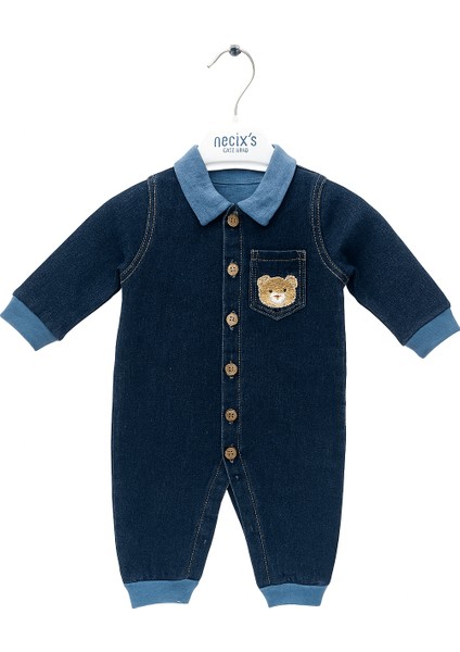 Erkek Bebek Pamuklu Cute Ayıcık Nakışlı Kot Tulum fiyatları