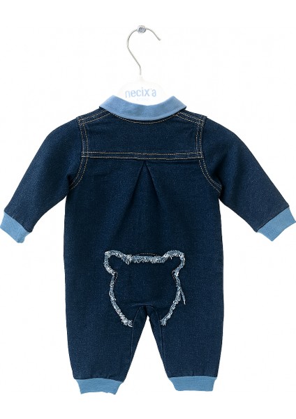 Erkek Bebek Pamuklu Cute Ayıcık Nakışlı Kot Tulum modelleri