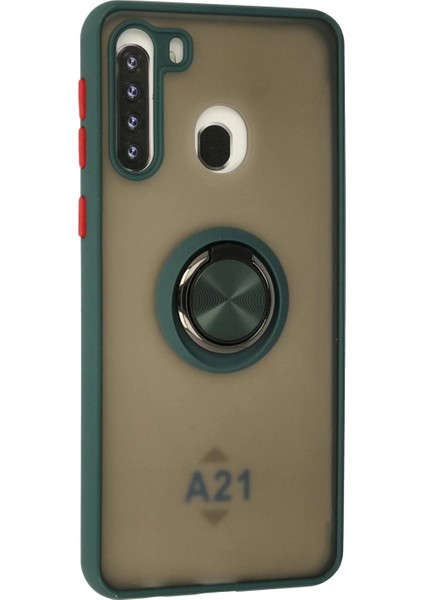 Samsung Galaxy A21 Kılıf Montreal Yüzüklü Silikon Kapak - Yeşil fiyatları