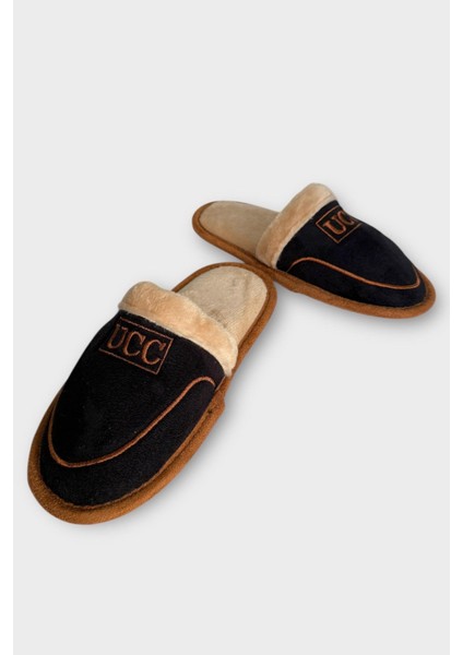 Içi Peluş Kaydırmaz Taban Bohça Unisex Ev Terliği Siyah modelleri