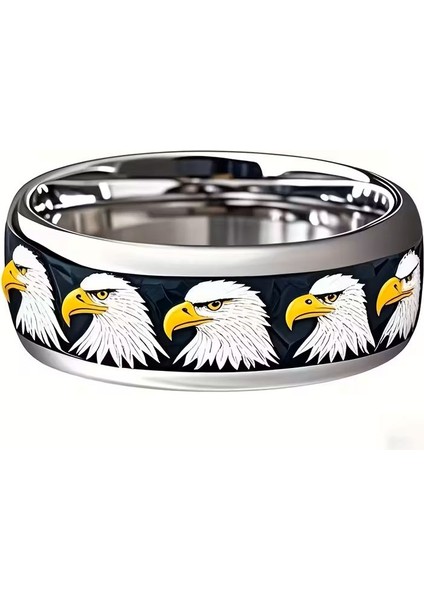 Erkek Şık Kartal Tasarımı Paslanmaz Çelik Yüzük