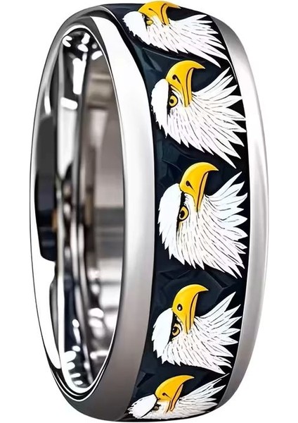 Erkek Şık Kartal Tasarımı Paslanmaz Çelik Yüzük
