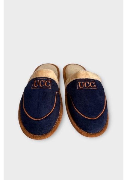 Içi Peluş Kaydırmaz Taban Bohça Unisex Ev Terliği Lacivert