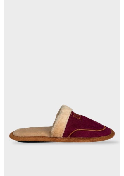 Içi Peluş Kaydırmaz Taban Bohça Unisex Ev Terliği Bordo