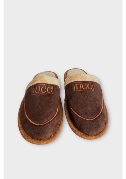 Içi Peluş Kaydırmaz Taban Bohça Unisex Ev Terliği Kahverengi indirimleri