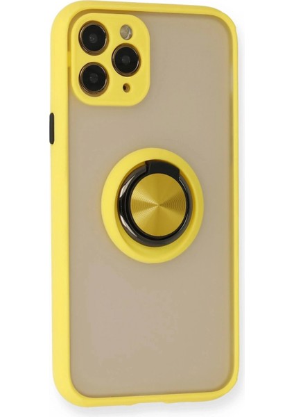 iPhone 11 Pro Max Kılıf Montreal Yüzüklü Silikon Kapak - Sarı fiyatları