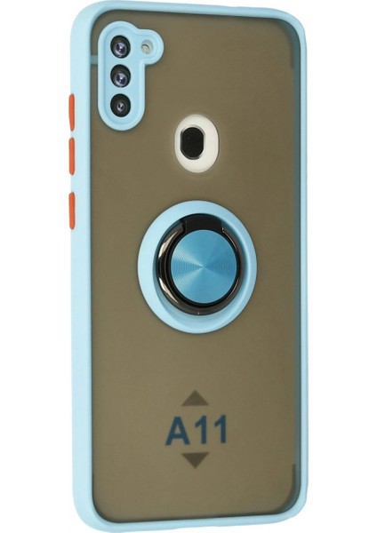 Samsung Galaxy A11 Kılıf Montreal Yüzüklü Silikon Kapak - Buz Mavi fiyatları