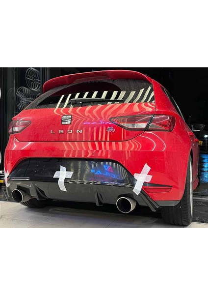 Seat Leon Mk3 Style Difüzör Parlak Siyah Plastik Çıkışsız 2012-2016 Arka-Difizör-Bodykit-Ek-Karlık indirimleri
