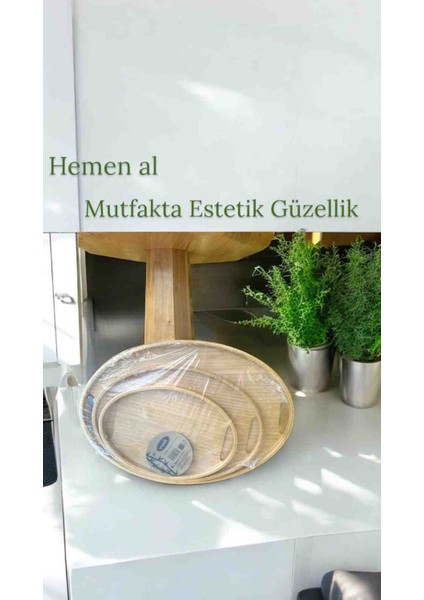 Tepsi 3 Parça Oval Bambu Çay ve Sunum Tepsi fiyatları