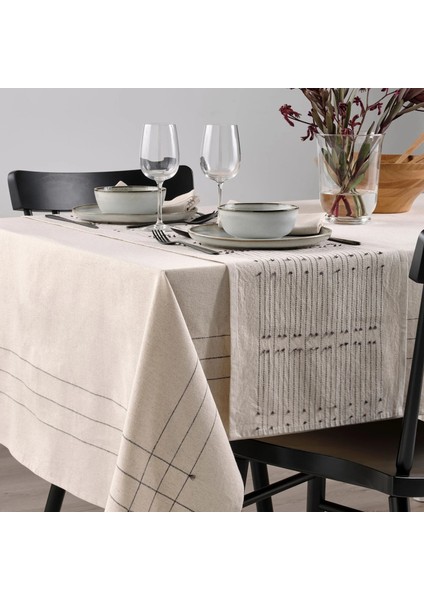 Vararv Servis Örtüsü Natürel Koyu Gri 35 x 150 cm