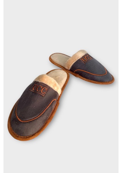 Içi Peluş Kaydırmaz Taban Bohça Unisex Ev Terliği Füme modelleri