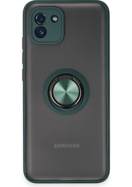 Samsung Galaxy A03 Kılıf Montreal Yüzüklü Silikon Kapak - Yeşil