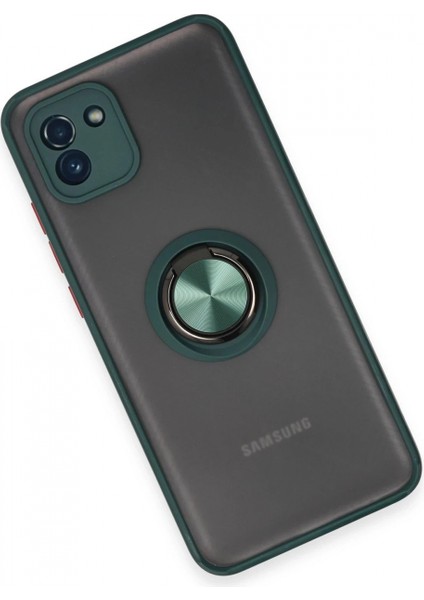Samsung Galaxy A03 Kılıf Montreal Yüzüklü Silikon Kapak - Yeşil modelleri