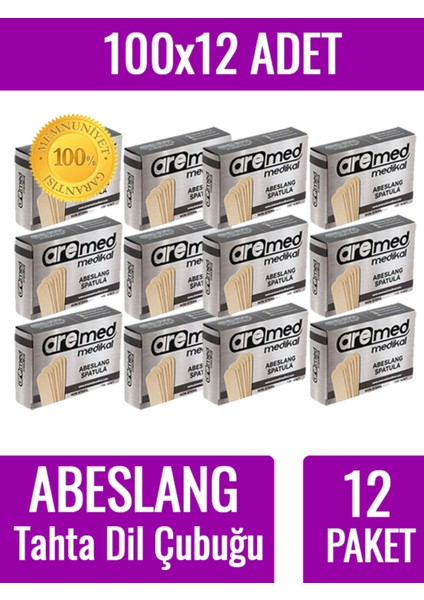 12'li Tahta Dil Çubuğu Seti, Ağda Spatulası, 100 Adet Toplam