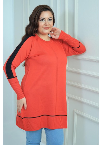 Kadın Kolları Şeritli Büyük Beden Tunik Bluz fiyatları