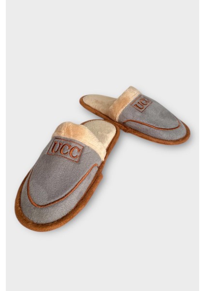 Içi Peluş Kaydırmaz Taban Bohça Unisex Ev Terliği Gri modelleri