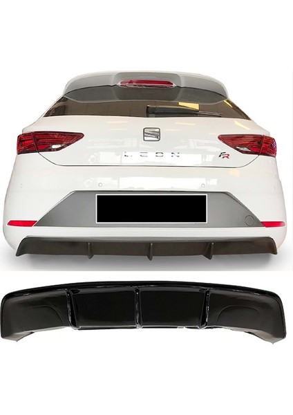 Seat Leon Mk3.5 Custom Difüzör Parlak Siyah Çıkışsız 2017-2020 Arka-Difizör-Bodykit-Ek-Karlık