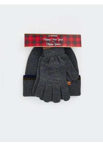 Yılbaşı Temalı Erkek Bere ve Eldiven Seti (W5)