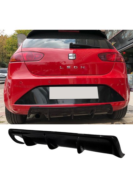 Seat Leon Mk2.5 Difüzör Parlak Siyah Plastik 2009 2010 2011 2012 Arka-Difizör-Bodykit-Ek-Karlık
