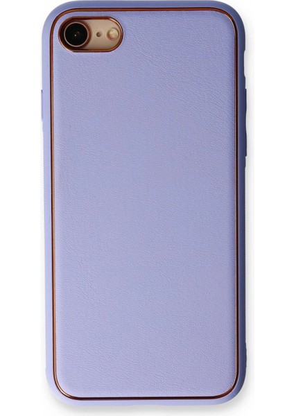 iPhone 7 Kılıf Coco Deri Silikon Kapak - Açık Lila