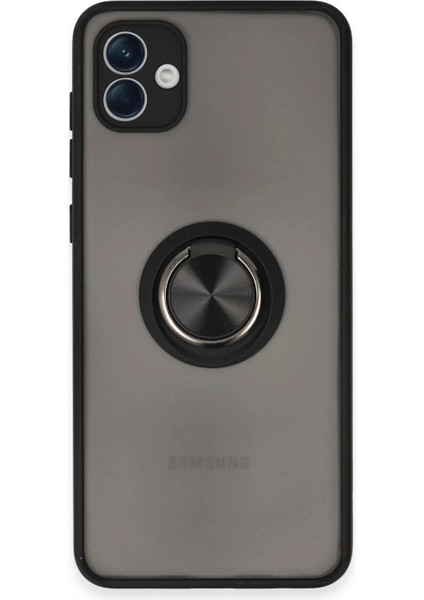 Samsung Galaxy A04 Kılıf Montreal Yüzüklü Silikon Kapak - Siyah