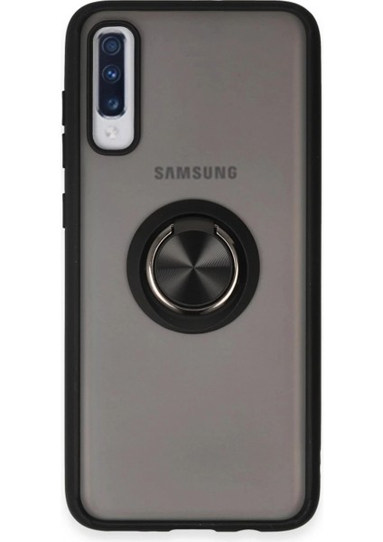 Samsung Galaxy A70 Kılıf Montreal Yüzüklü Silikon Kapak - Siyah