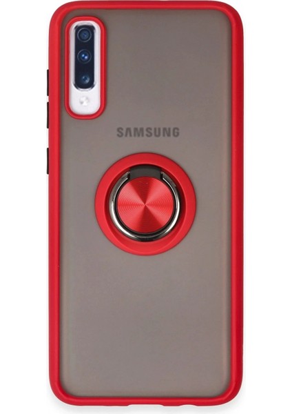 Samsung Galaxy A70 Kılıf Montreal Yüzüklü Silikon Kapak - Kırmızı