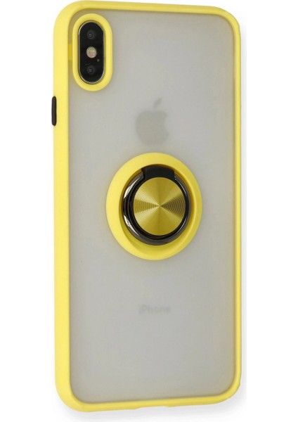 iPhone x Kılıf Montreal Yüzüklü Silikon Kapak - Sarı fiyatları