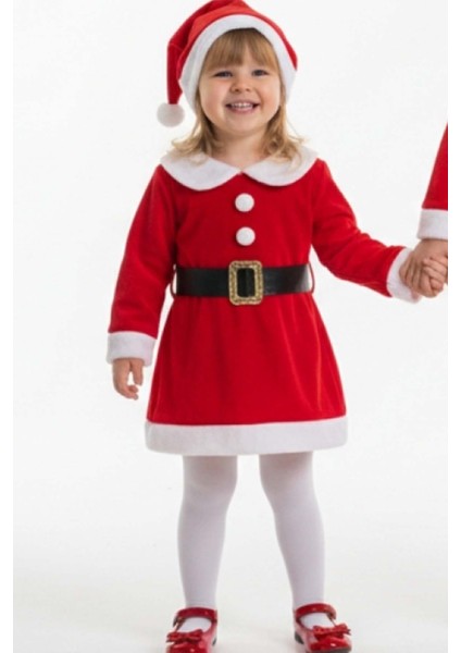 Kız Noel Elbise Kemer ve Şapkalı 1-12 Yaş fiyatları