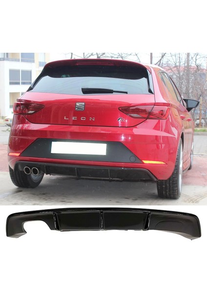Seat Leon Mk3.5 Custom Difüzör Parlak Siyah Sol Çift 2017-2020 Arka-Difizör-Bodykit-Ek-Karlık