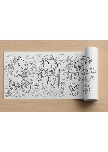 HEDİYELİ Orman ve Çiftlik Hayatı Boyama Rulosu (5 Metre) + Hediye 3 Metre Capybara Boyama Rulosu | Çocuklar Için Dev Boyama Seti fırsatları