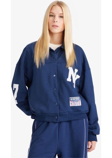 Polo Yaka Baskılı Çıtçıtlı Bomber Ceket F9241AX25WN indirimleri