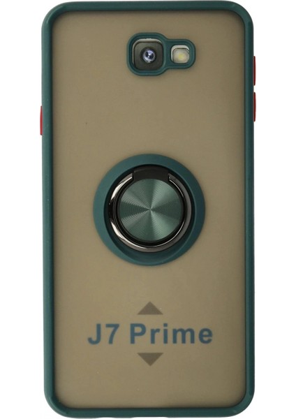 Samsung Galaxy J7 Prime Kılıf Montreal Yüzüklü Silikon Kapak - Yeşil