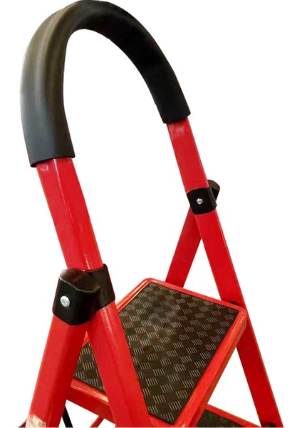 Metal 2 Basamaklı Katlanır Merdiven | Kaymaz Yüzeyli Basamaklı Ev Tipi 150 kg Taşıma Kapasiteli Kırmızı modelleri