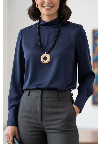 Pınkmark Kadın Gold Etnik Halka Detaylı Siyah 65CM Uzunluk Kolye PMKLY25506 fırsatları