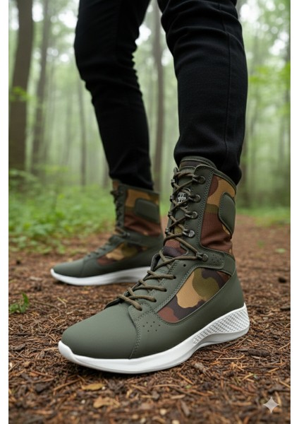 Verton Bağcıklı Günlük Erkek Outdoor Askeri Postal Bot Haki