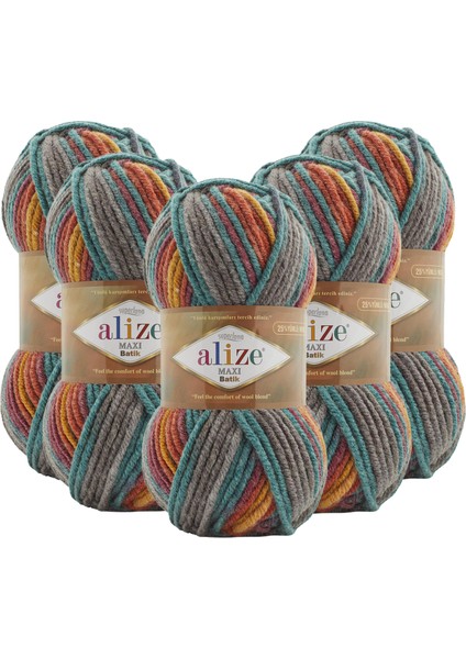 Süperlana Maxi Yünlü Örgü Iplği/kalın Chunky Iplik/batik/el Örgü İPI/7830