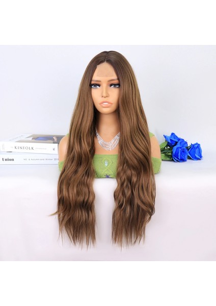 Koyu Kumral Açık Kumral Ombreli Tül Peruk modelleri