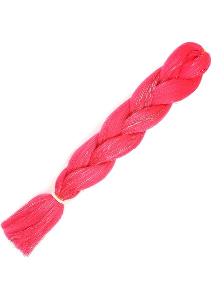 Simli Koyu Pembe Örgülük Saç 100 Gr.