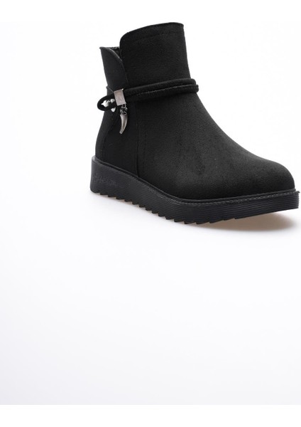 Kadın Süet Bot Fermuarlı Platin Detaylı Siyah Solvia fiyatları