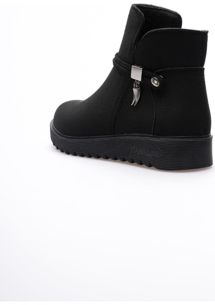 Kadın Süet Bot Fermuarlı Platin Detaylı Siyah Solvia fırsatları