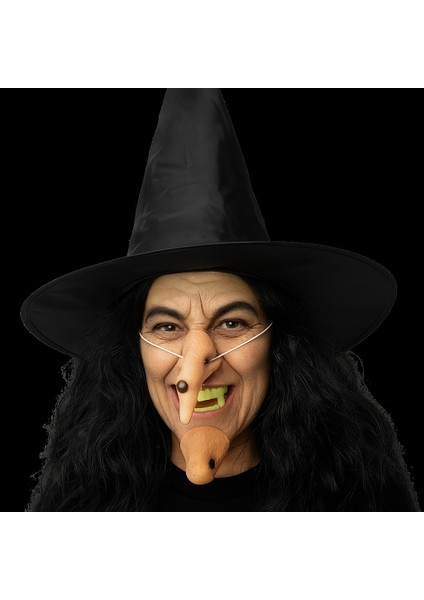 Cadılar Bayramı Halloween Cadı Kostüm Seti Şapka Burun Çene Tırnaklar ve Diş 14 Parça fiyatları