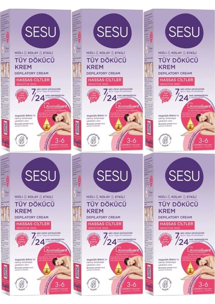 Hassas Ciltler Için Tüy Dökücü Krem 40ML Set, 6'lı Paket